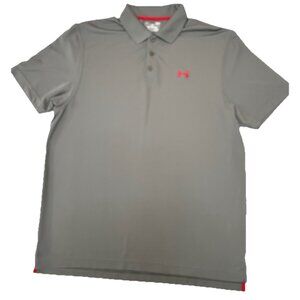 Under Armour HeatGear Polo Shirt Mens LG Gray Loose Fit Short Sleeve Golf Casual